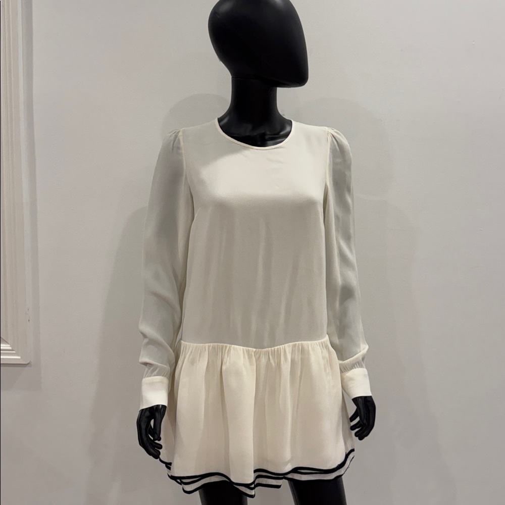SeeByChloe very casual Cream Long Sleeve Dress with Black Trim 🖤🤍